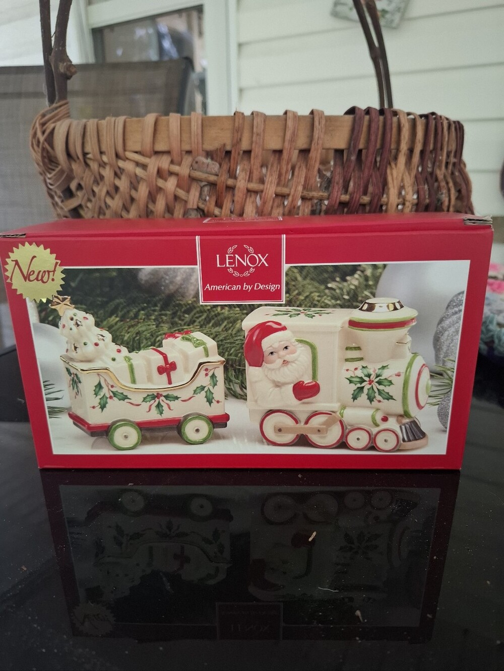 Lenox Salt Pepper Shakers Santa Claus Christmas Train Holiday NIB